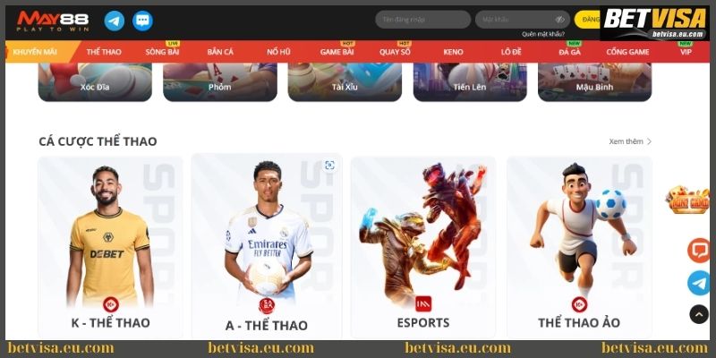 Giao diện game May88 có thiết kế hiện đại