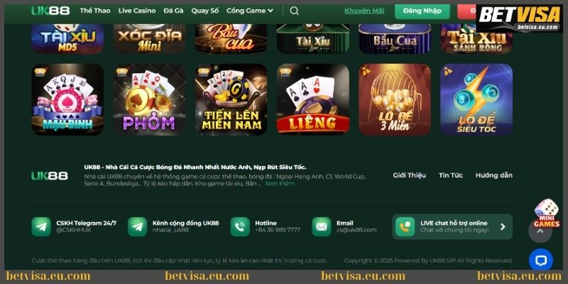 Giao diện UK88 có thiết kế rất hiện đại 