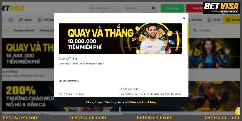 Khuyến mãi Betvisa quay và thắng nhận thưởng miễn phí